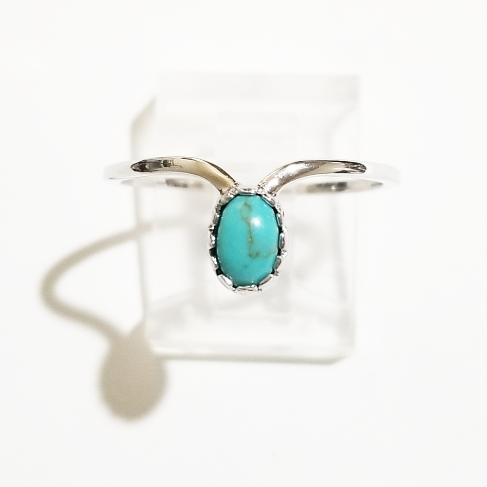 Turquoise & Sterling Silver Ring Size 7 & Size 8 - Picture 3 of 5